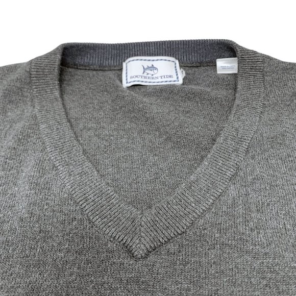 Southern Tide Charcoal‎ Gray 100% Cotton V-Neck Pullover Sweater - Picture 7 of 10